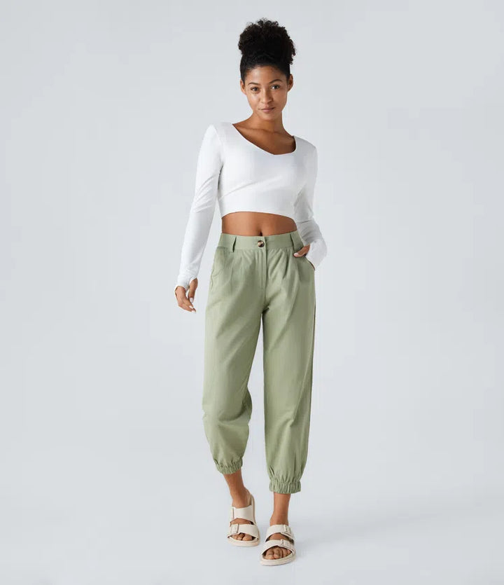 Mid Rise Casual Joggers with Pockets