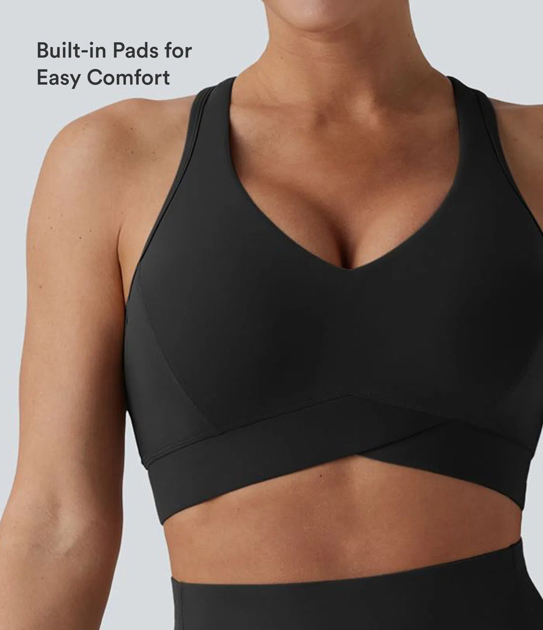 Halara UltraSculpt Light Support V Neck Racerback Running Sports Bra DD-F Cups
