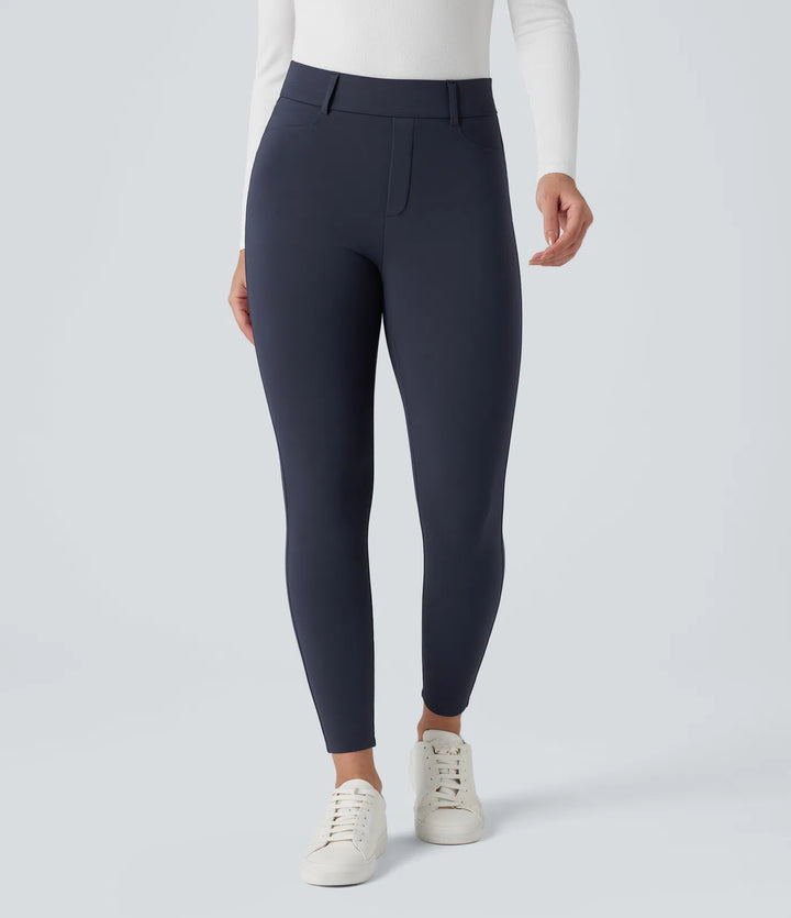 SoftlyZero Plush Thermal High Waisted Casual 7/8 Leggings with Pockets