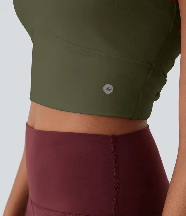 SoftlyZero Plush Cut Out Cropped Yoga Tank Top