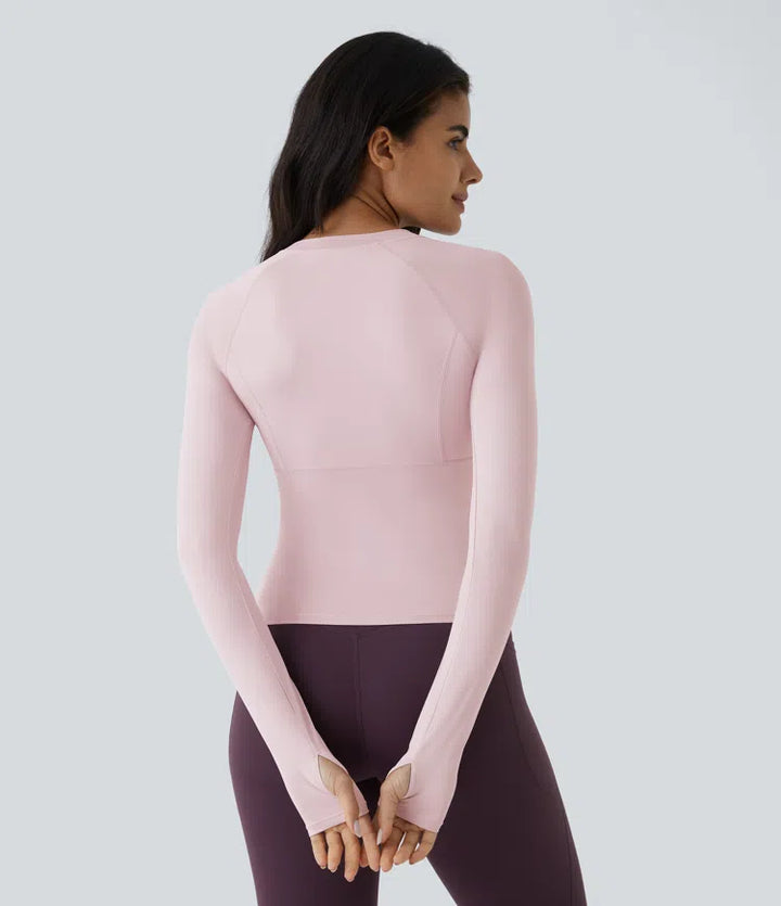 Solid Thumb Hole Yoga Sports Top