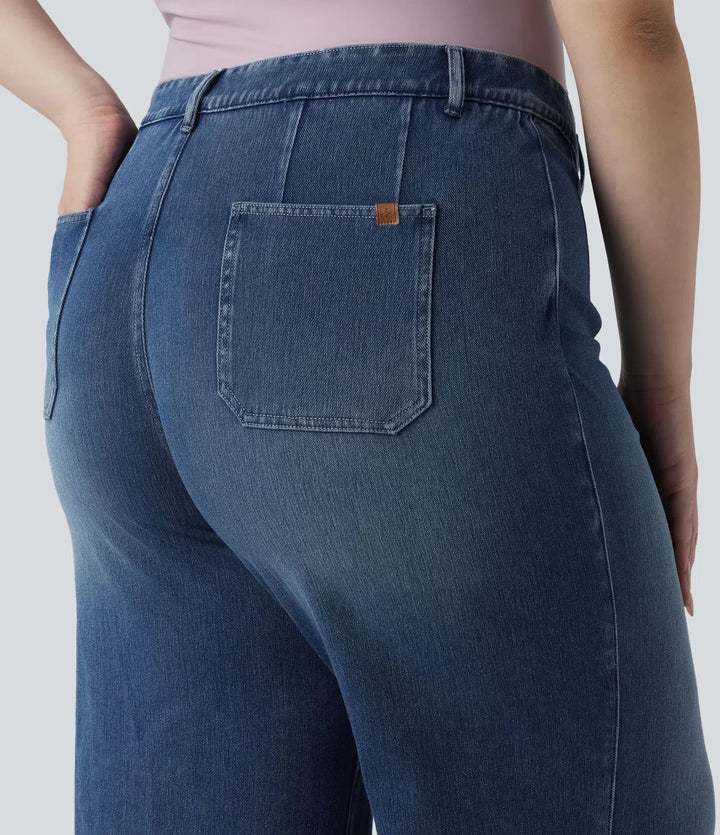 Halara Flex Plus Size High Waisted Tummy Control Wide Leg Casual Jeans with Pockets