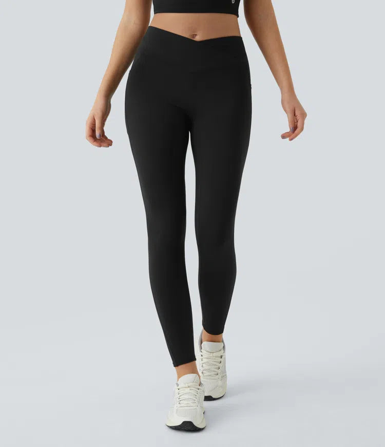 Patitoff 2.0 Pet Hair Resistant High Waisted Crossover Side Pocket Yoga Leggings