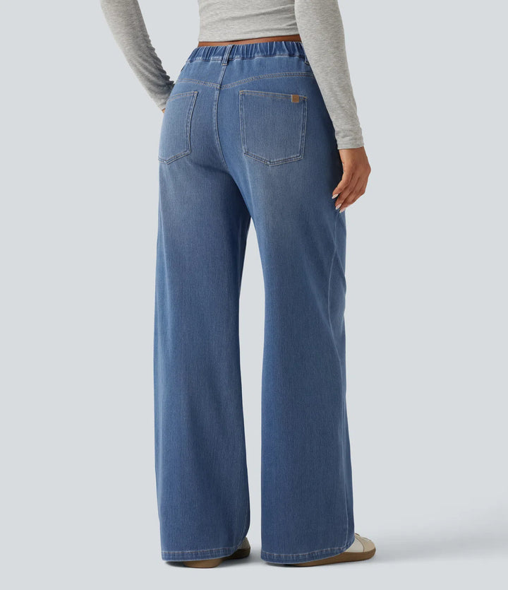 Halara Flex Mid Rise Wide Leg Casual Jeans with Pockets