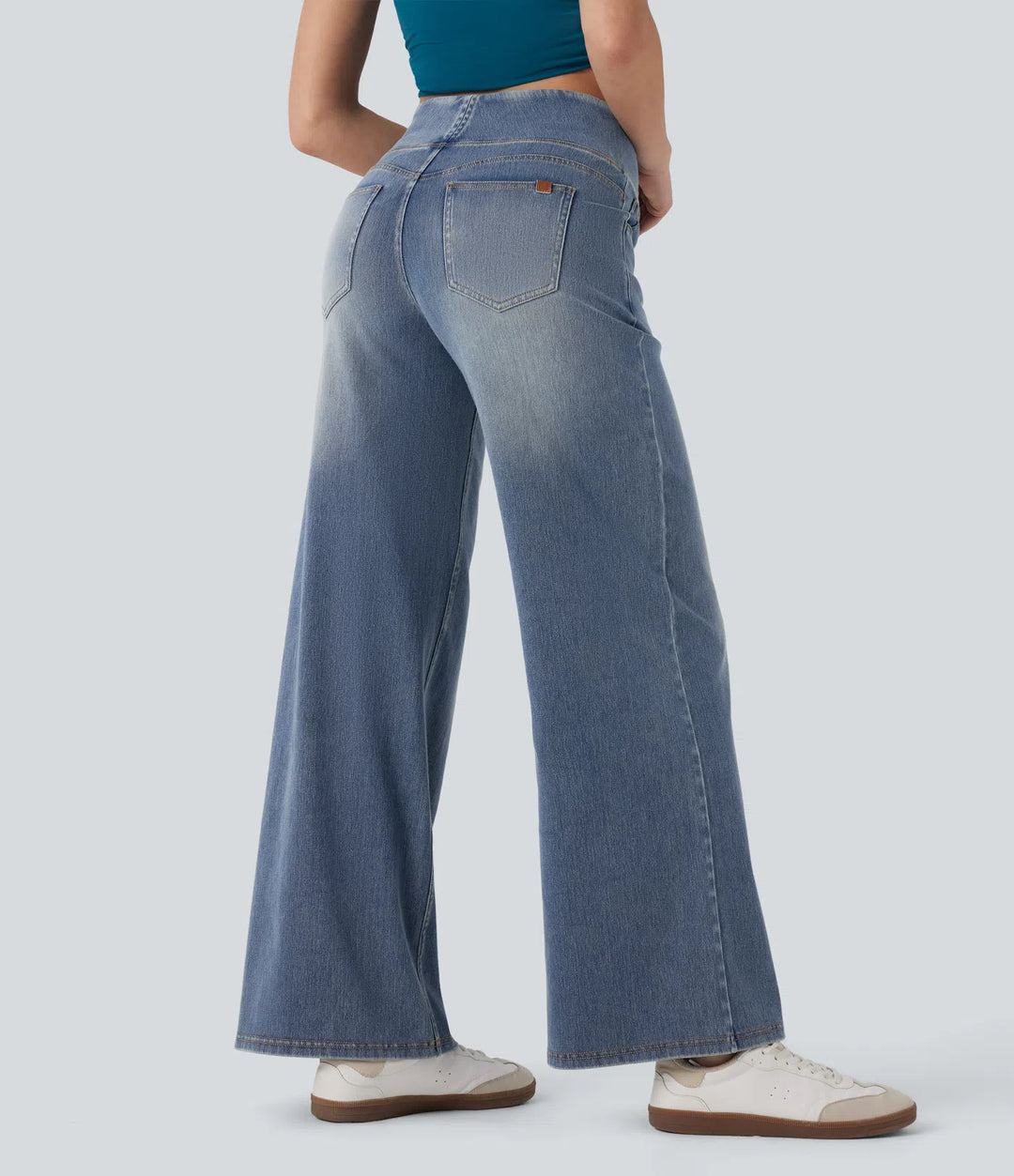 Halara Flex Mid Rise Tummy Control Casual Baggy Jeans with Pockets