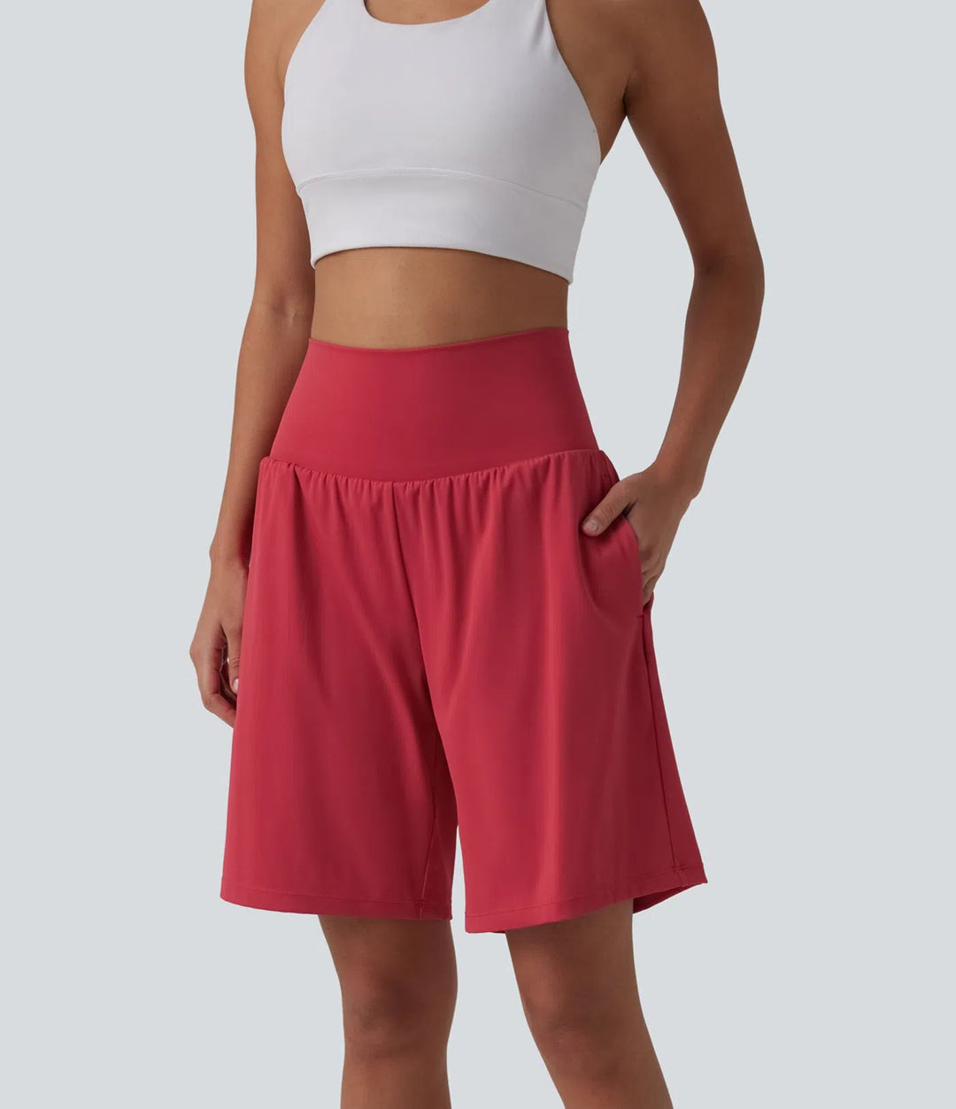 SoftlyZero Airy Super High Waisted 2-in-1 InstantCool Yoga Shorts 9" with Pockets