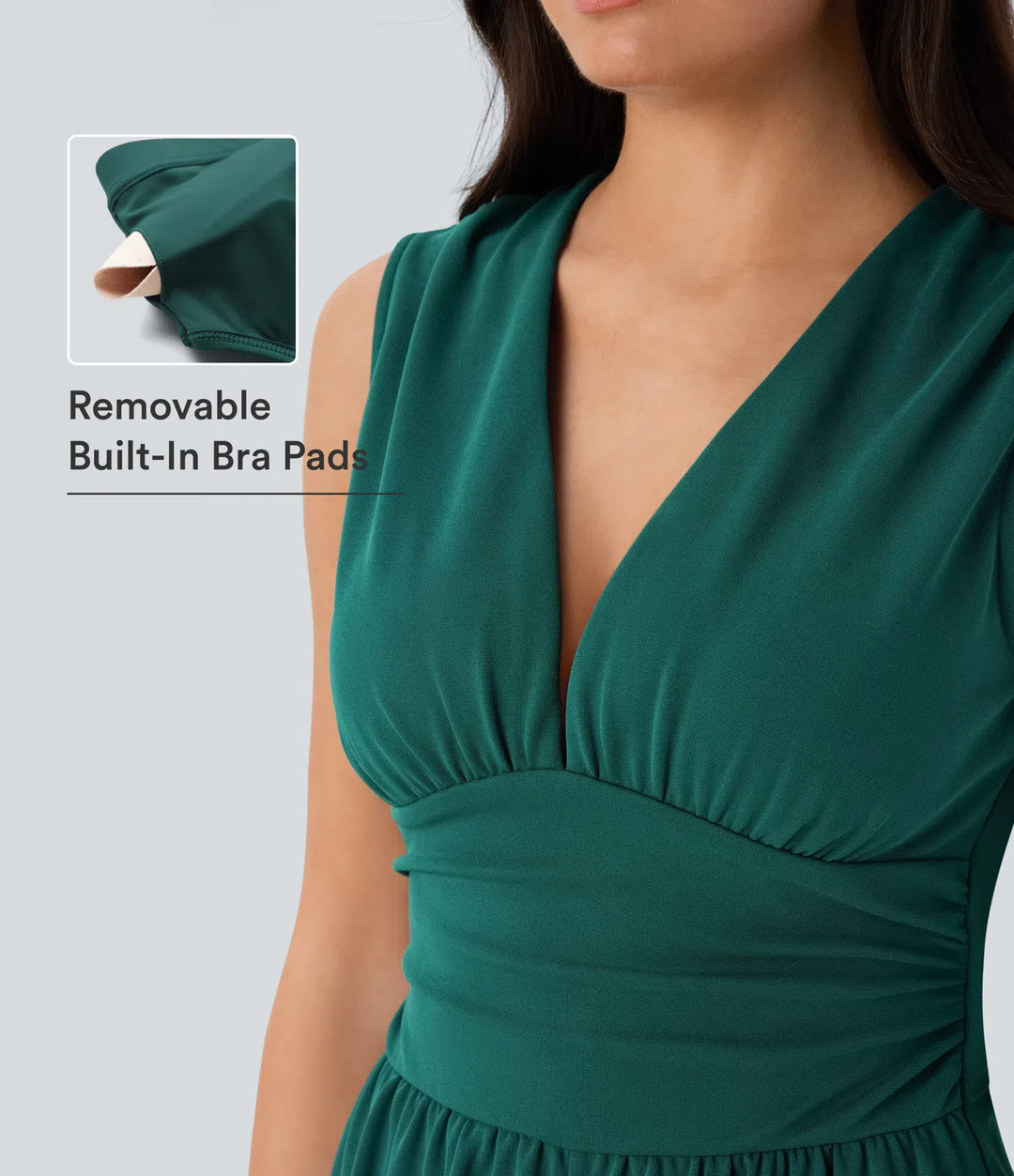 V Neck Sleeveless Ruched Pocket Jumpsuit-Easy Peezy