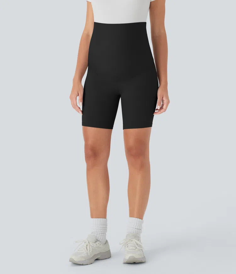 SoftlyZero Super High Waisted Maternity Yoga Biker Shorts 7&