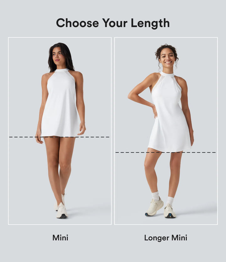 SoftlyZero Airy Tie Back 2-in-1 InstantCool Mini Yoga Active Dress with Pocket
