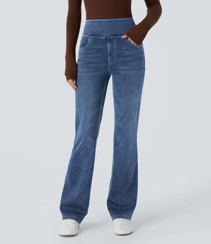 Halara Flex High Waisted Pockets Washed Casual Bootcut Jeans