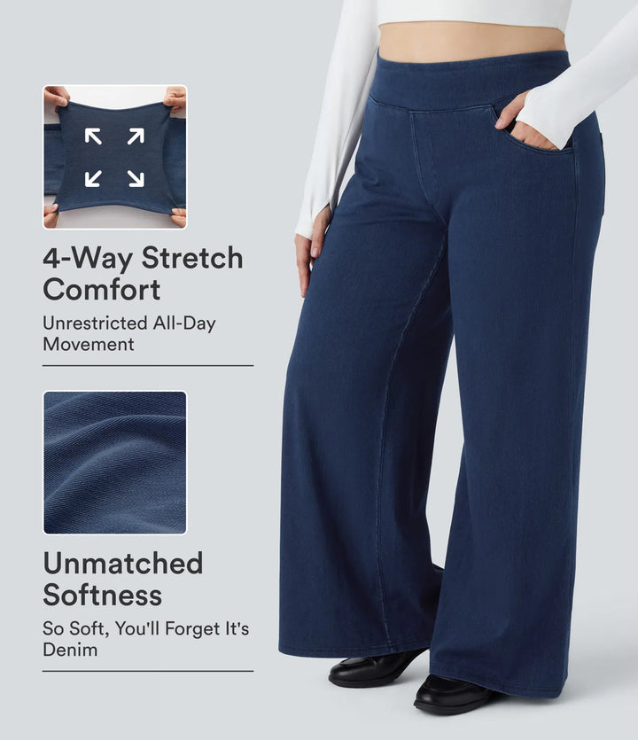 Halara Flex High Waisted Pockets Baggy Wide Leg Loose Casual Plus Size Jeans