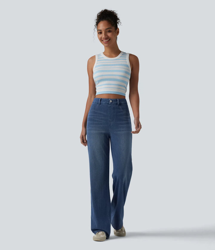 Halara Flex High Waisted Sculpted Lift Design Straight Leg Casual Jeans with Pockets