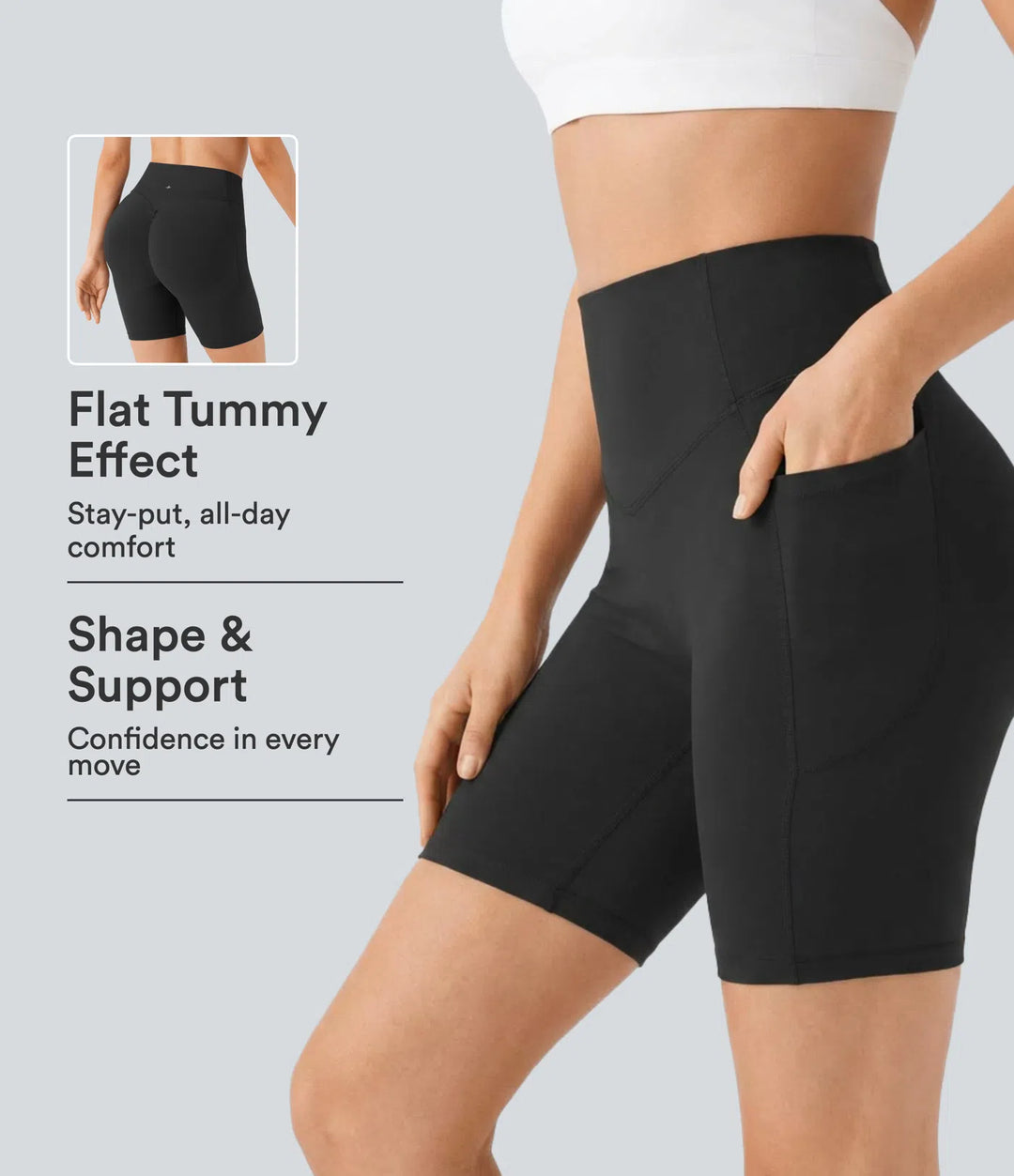 Halara UltraSculpt High Waisted Scrunch Butt Lifting Tummy Control Side Pocket Shaping Workout Biker Shorts 7&