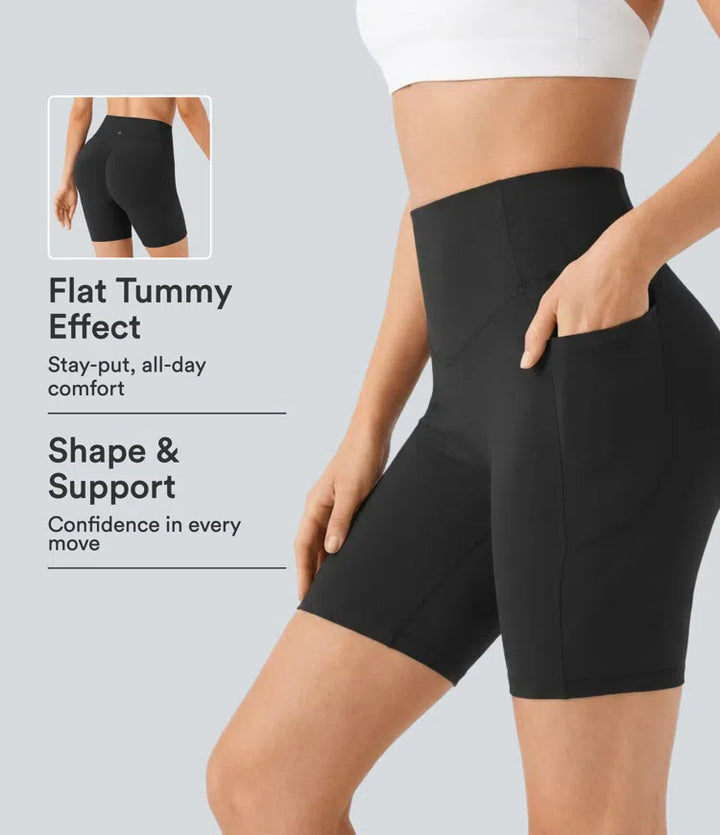 Halara UltraSculpt High Waisted Scrunch Butt Lifting Tummy Control Side Pocket Shaping Workout Biker Shorts 7&