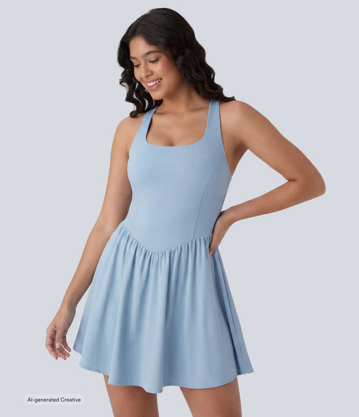 Breezeful Corset 2-in-1 Pocket Mini Quick Dry Flowy Pickleball Active Dress-Longer Legnth