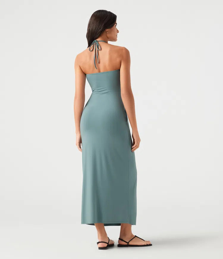 Halter Tie Back Maxi Dress with Pockets
