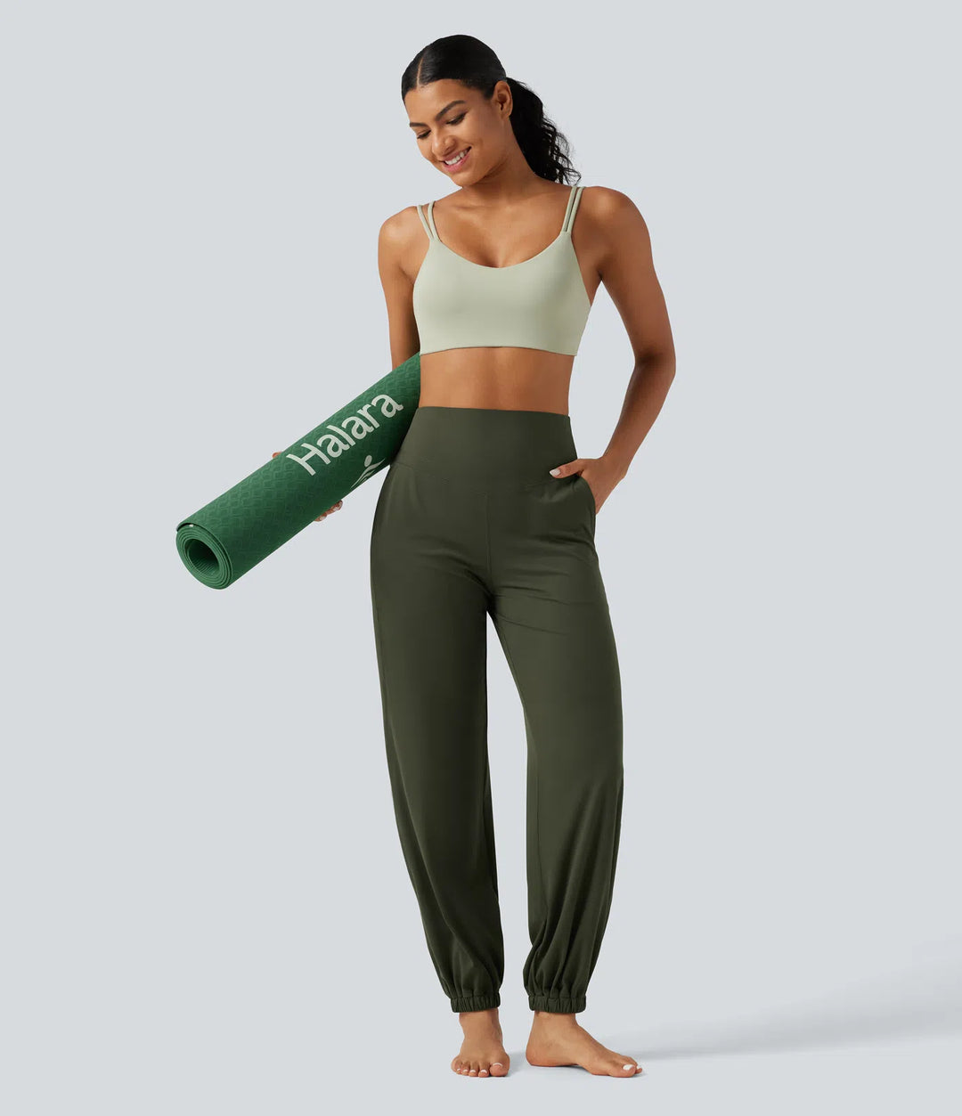 Halara UltraSculpt High Waisted Tummy Control Tapered Yoga Joggers with Pockets