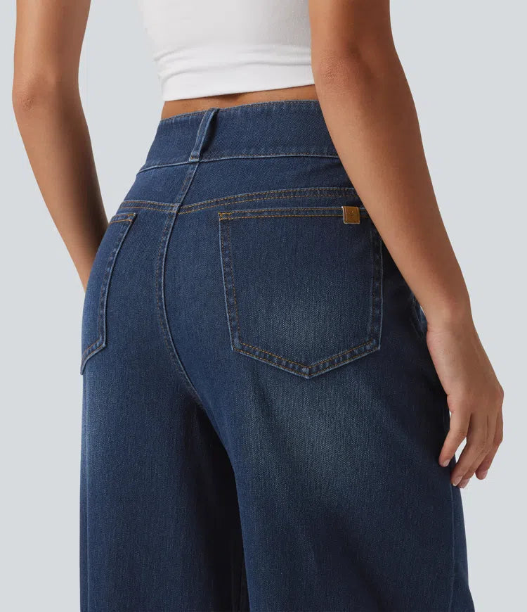 Halara Flex Mid Rise Wide Leg Casual Jeans with Pockets