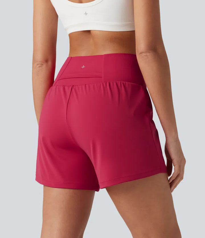 SoftlyZero Airy Crossover High Waisted 2-in-1 InstantCool Yoga Shorts 5&