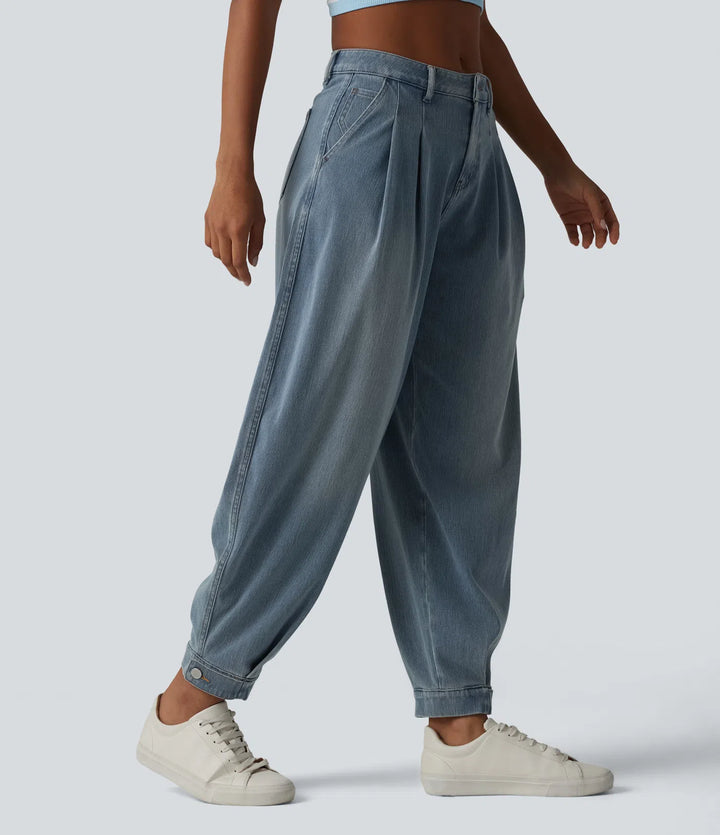 Halara Flex Mid Rise Denim Casual Balloon Joggers with Pockets
