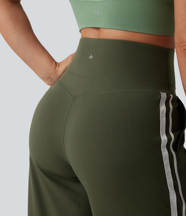 Halara UltraSculpt High Waisted Tummy Control Color Block Stripes Yoga Baggy Pants with Pockets