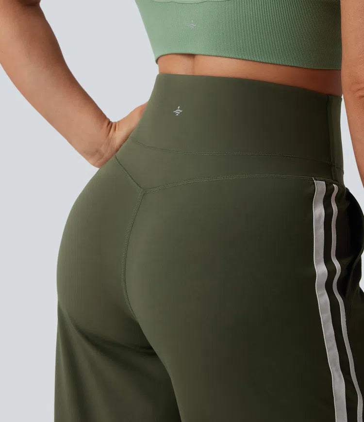 Halara UltraSculpt High Waisted Tummy Control Color Block Stripes Yoga Baggy Pants with Pockets