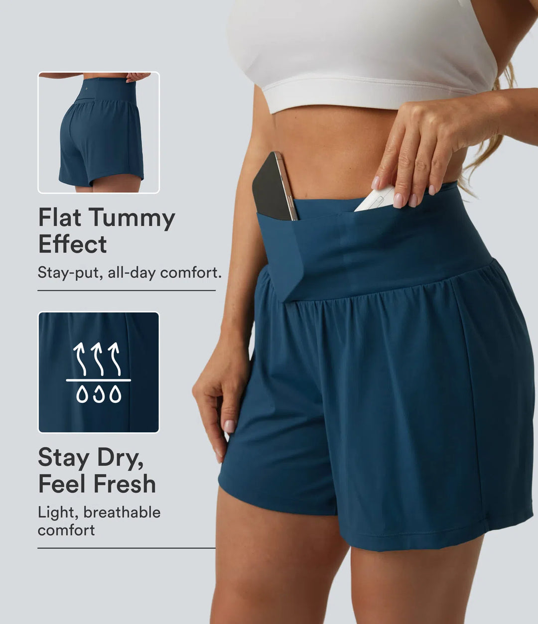 Softlyzero Airy High Waisted Tummy Control 2-in-1 InstantCool Yoga Shorts 5&
