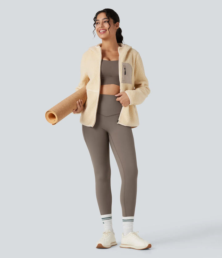 Halara Ultrasculpt Heat High Waisted Tummy Control Fleece Yoga Leggings with Pockets
