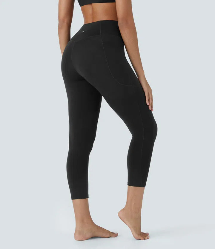 SoftlyZero High Waisted Crossover Pocket Capri Yoga Leggings