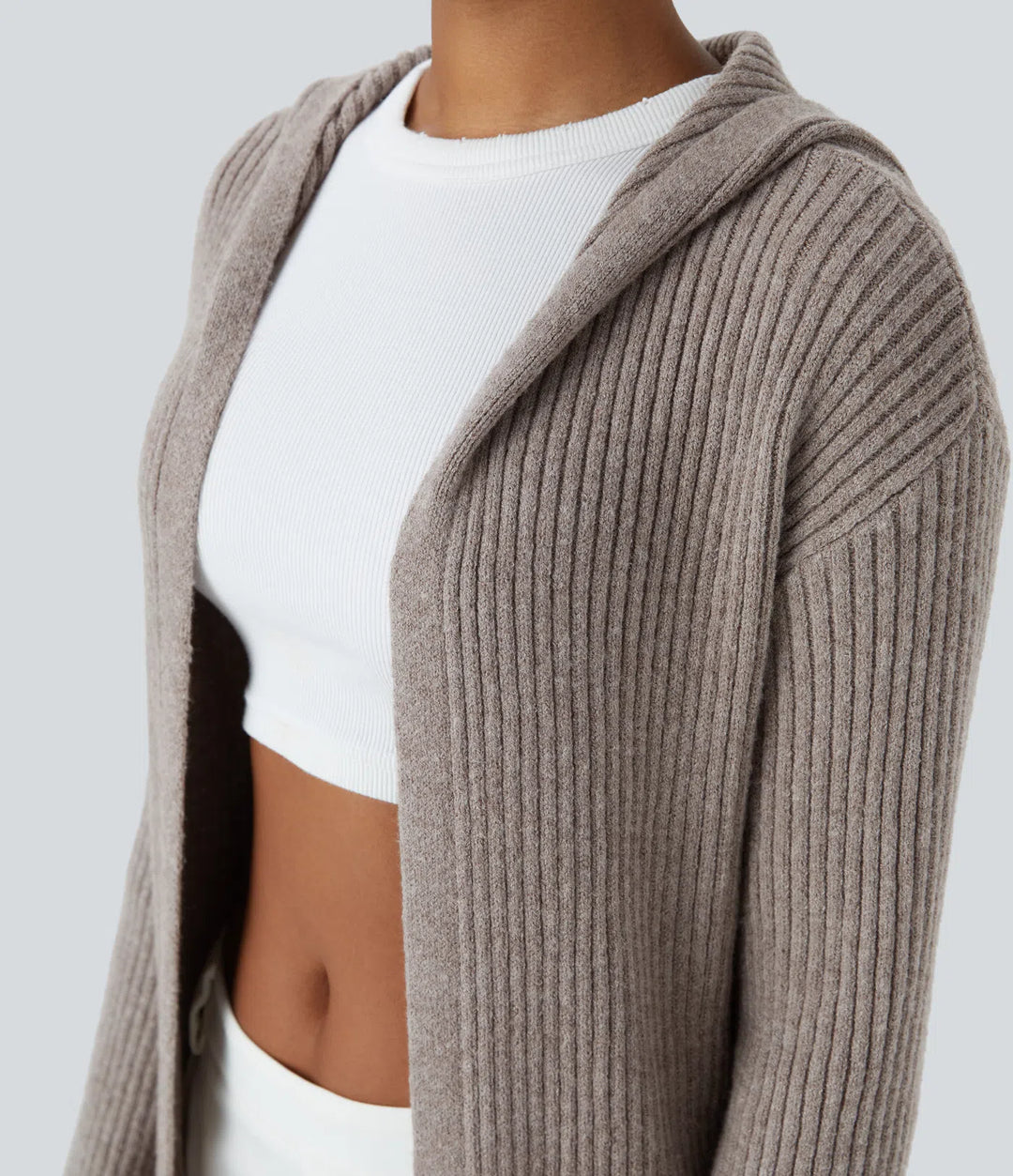 Hooded Long Sleeve Pocket Longline Casual Cardigan