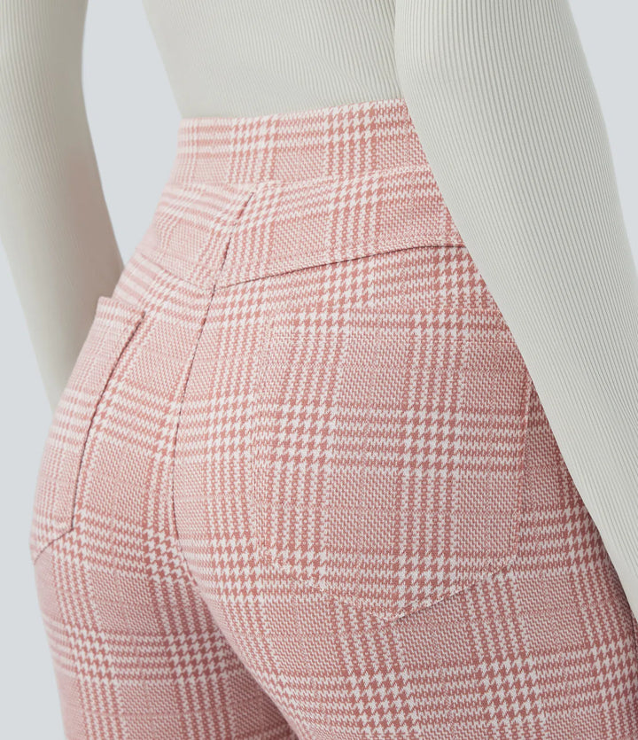 Halara Flex High Waisted Pocket Houndstooth Plaid Skinny Work Pants