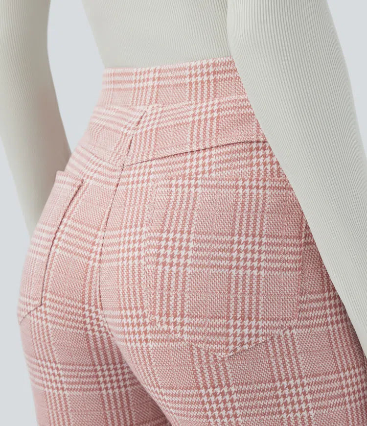 Halara Flex High Waisted Pocket Houndstooth Plaid Skinny Work Pants