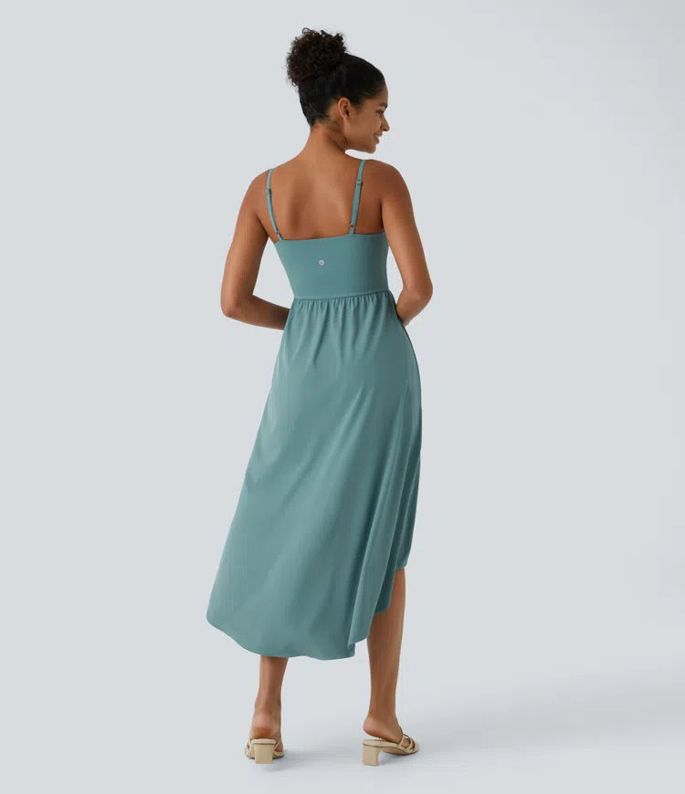 Breezeful High Low 2-Piece Pocket Flowy Midi Quick Dry Casual Dress