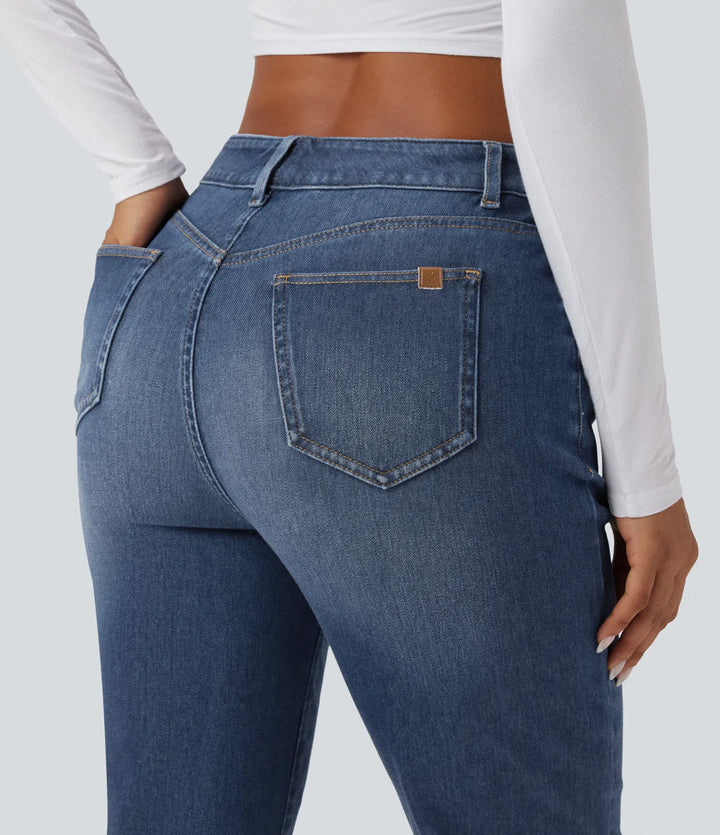 Halara Flex High Waisted Rolled Hem Casaul Slim Jeans with Pockets