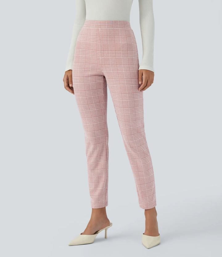 Halara Flex High Waisted Pocket Houndstooth Plaid Skinny Work Pants