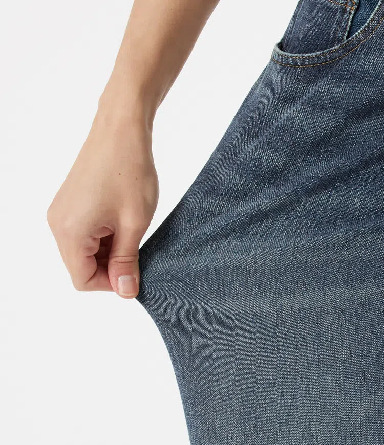 Halara Flex Asymmetric Low Rise Baggy Washed Casual Jeans with Pockets