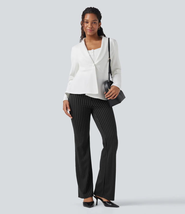 Halara Flex High Waisted Striped Work Flare Pants with Pockets