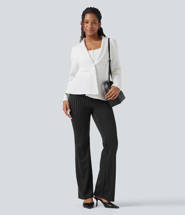 Halara Flex High Waisted Striped Work Flare Pants with Pockets