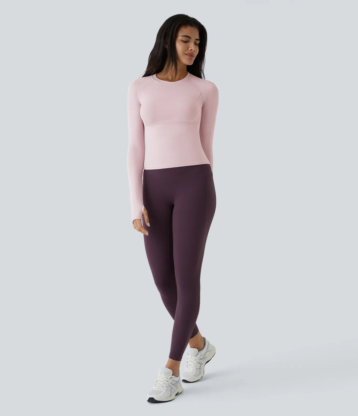 Solid Thumb Hole Yoga Sports Top