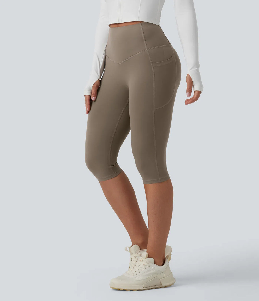 Halara UltraSculpt High Waisted Butt Lifting Tummy Control Pedal Pushers Shaping Training Leggings with Pockets