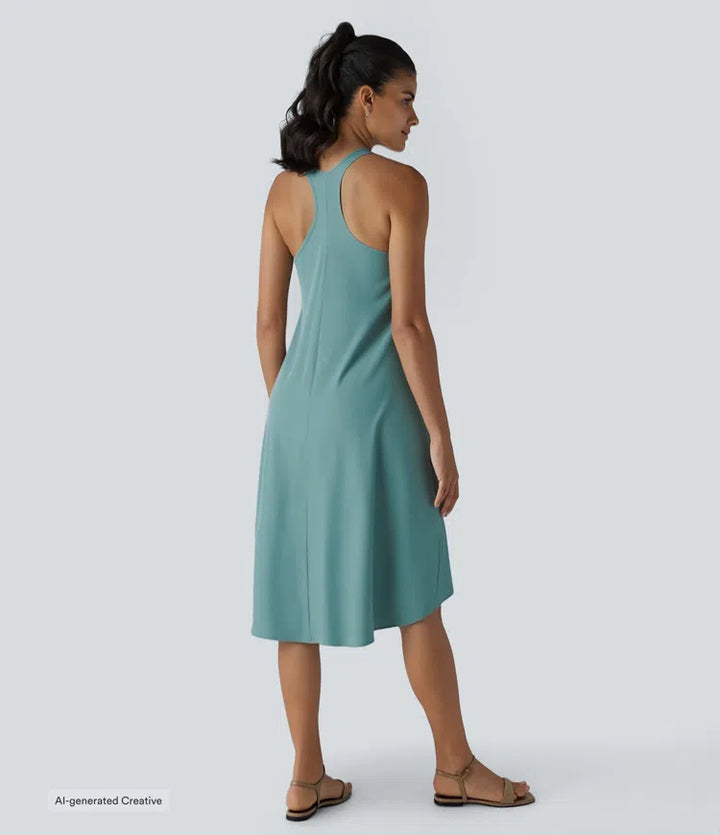 Breezeful RacerPocket High Low Flowy Midi Quick Dry Casual Dress