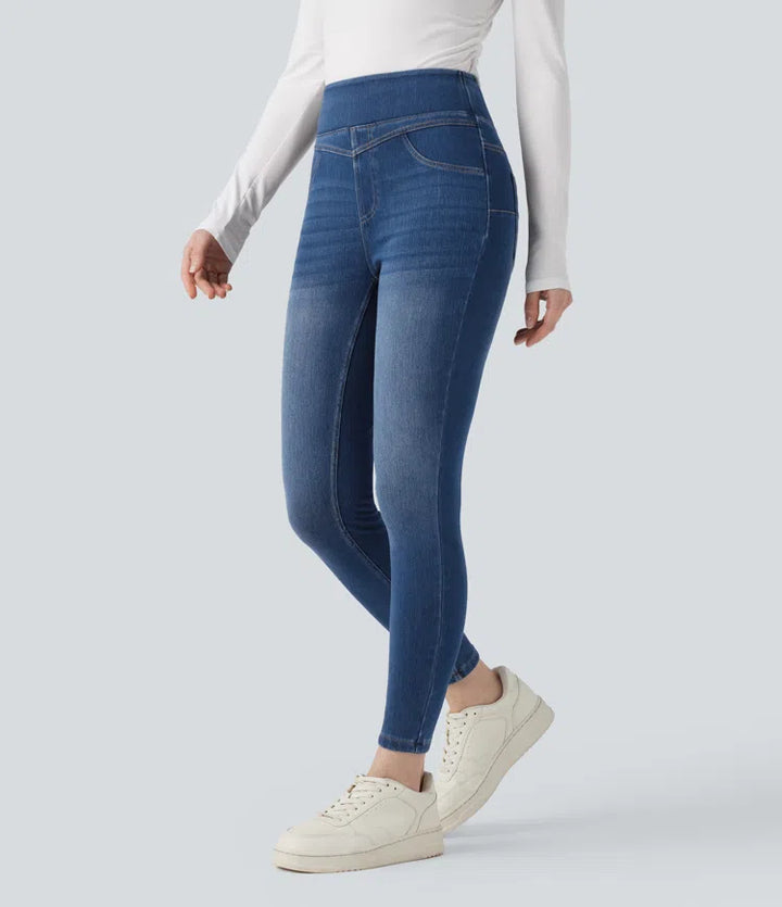 Halara Flex High Waisted Denim Casual Skinny 7/8 Leggings with Pockets
