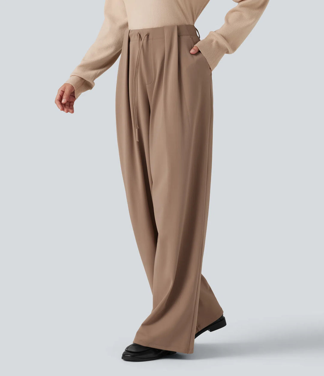 Halara Flex DayStretch Mid Rise Drawstring Wide Leg Work Pants with Pockets