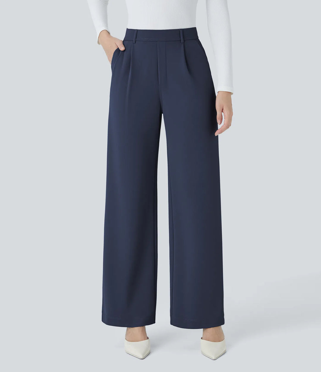 Halara Flex High Waisted Pocket Straight Leg Crepe Work Pants
