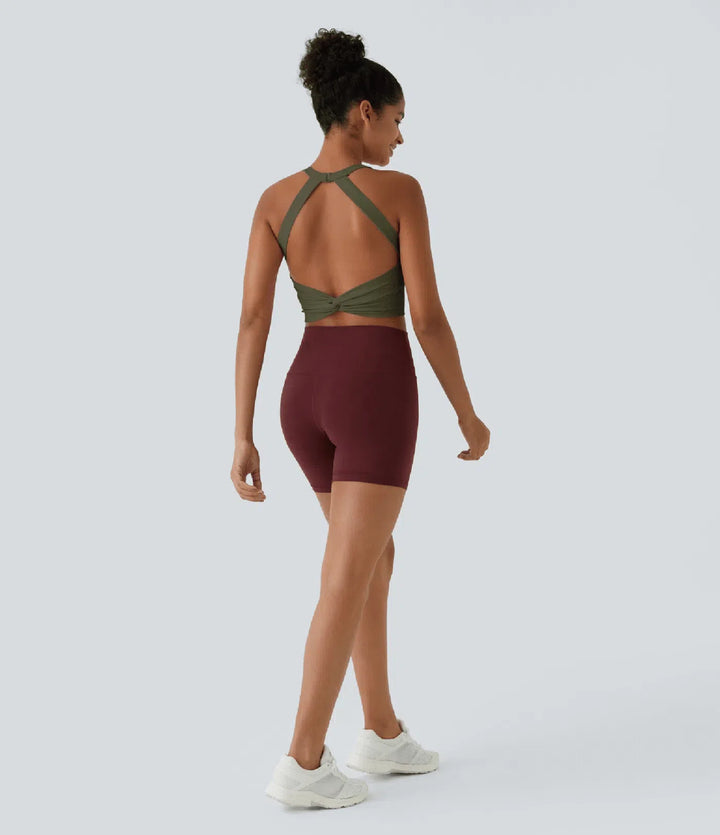 SoftlyZero Plush Cut Out Cropped Yoga Tank Top