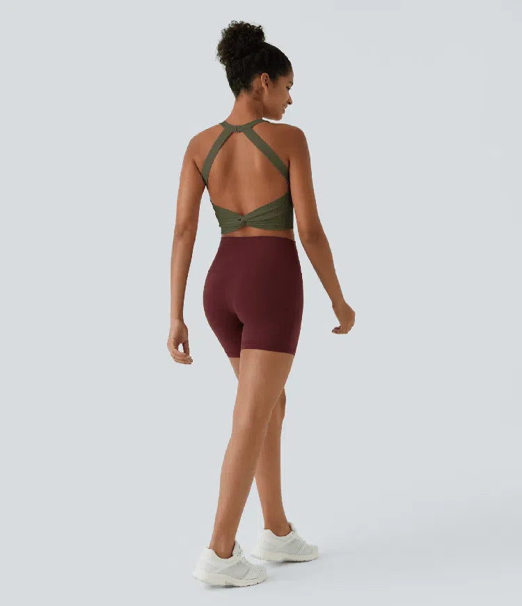 SoftlyZero Plush Cut Out Cropped Yoga Tank Top