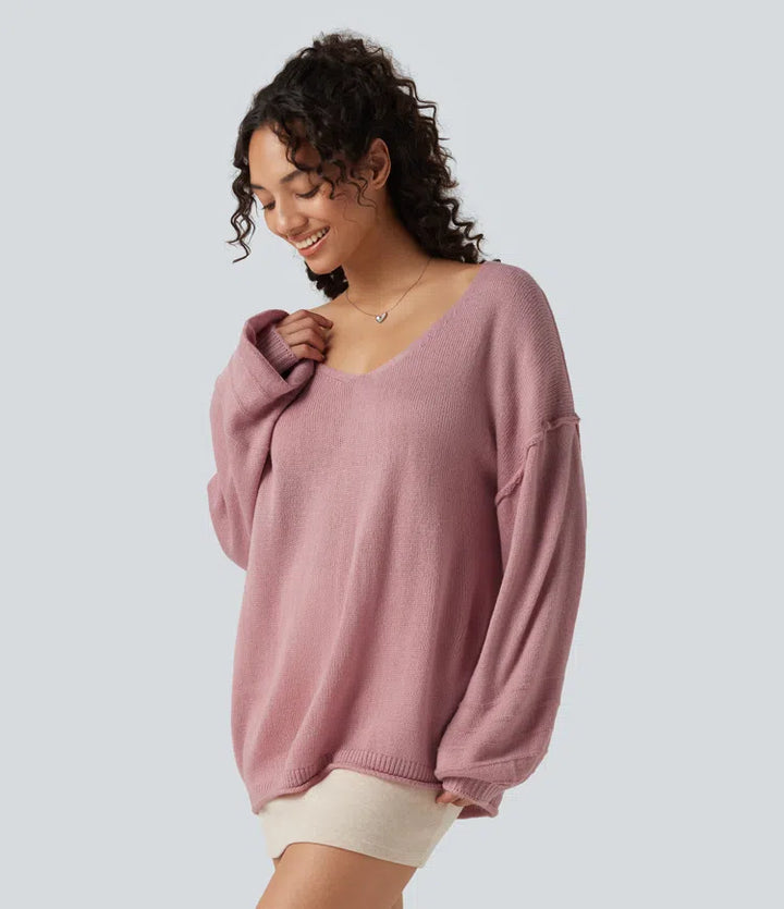 V Neck Long Sleeve Casual Sweater