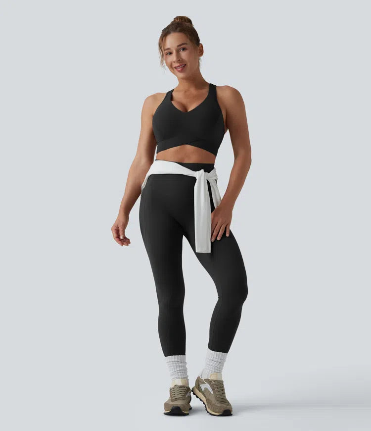 Halara UltraSculpt Light Support V Neck Racerback Running Sports Bra DD-F Cups