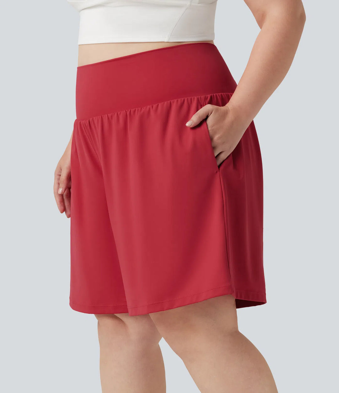 Plus Size SoftlyZero Airy Super High Waisted 2-in-1 InstantCool Yoga Shorts 9&