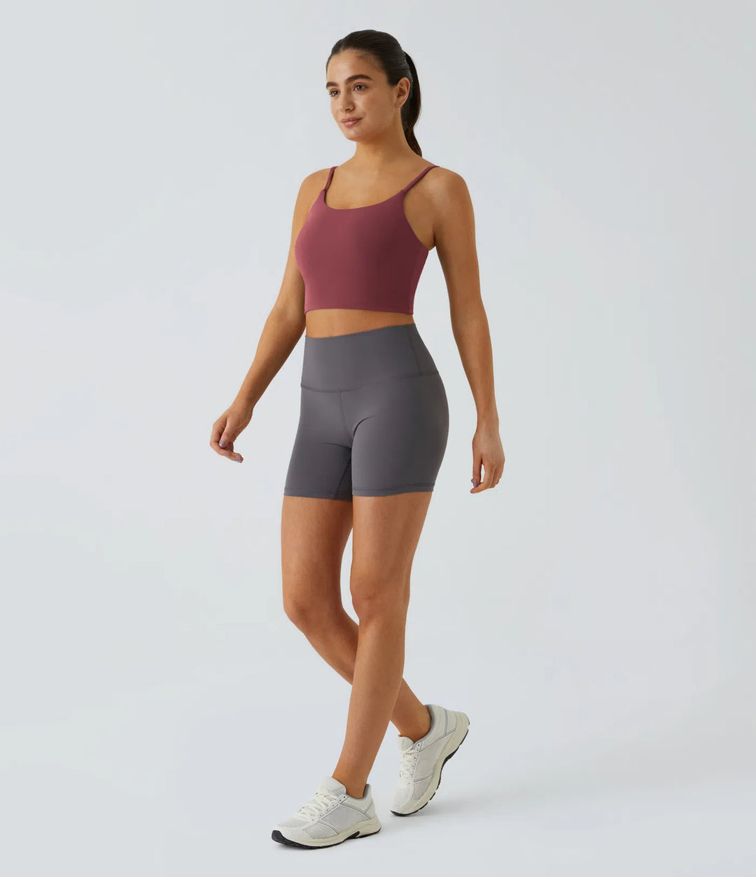 Basic Padded Workout Cropped Low Support Tank Top A-D Cups